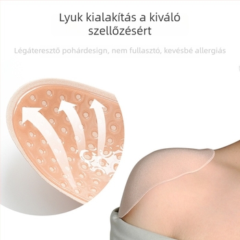 Szilikon vállpárna, öntapadó, nyom nélkül, tenyér alakú, átlátszó és sima