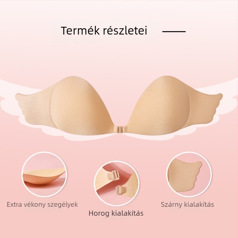 Push-Up melltartó pánt nélküli, láthatatlan dizájn, nejlon, vékony profil, mellbimbó mangó-formájú zóna, márka Shu runa