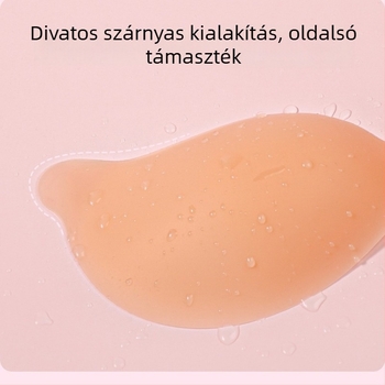 Szilikon melltartó mély V-vel, láthatatlan kosarak, macskaszem alakú kosárkák, mangó formájú mellbimbó tapasz