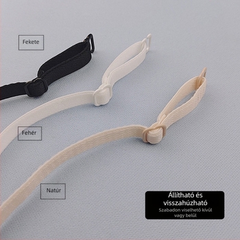 Fehérnemű vállpánt tartozék - csúszásmentes, meghosszabbított vállpántok, levehető csipkés rész, nylon, Modell YZJD004 (Egyszínű, Téli 2025)