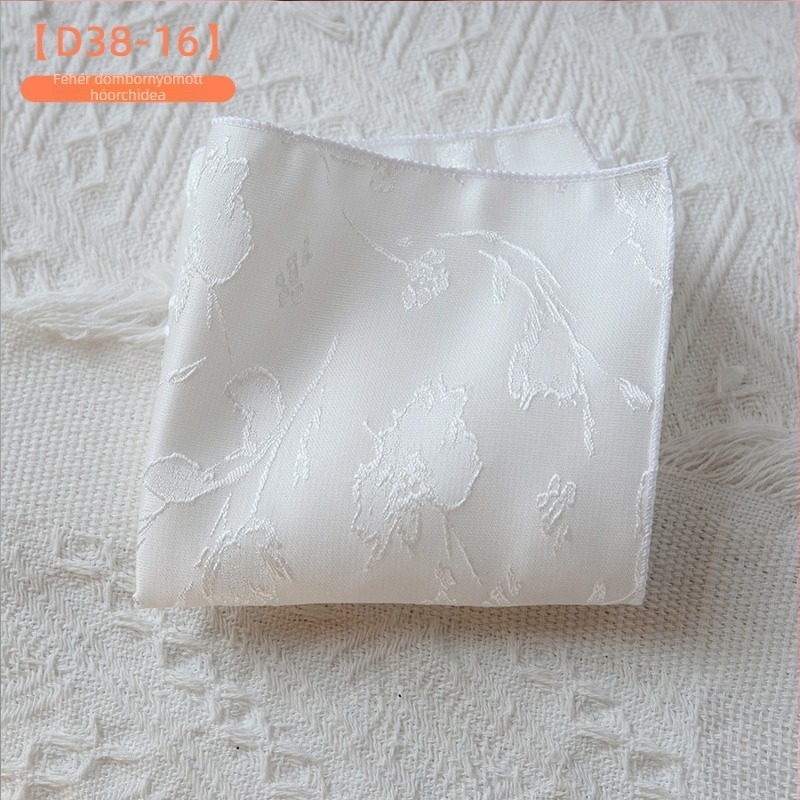 Retro virágos jacquard zsebkendő, 23×23 cm, poliészter, uniszex