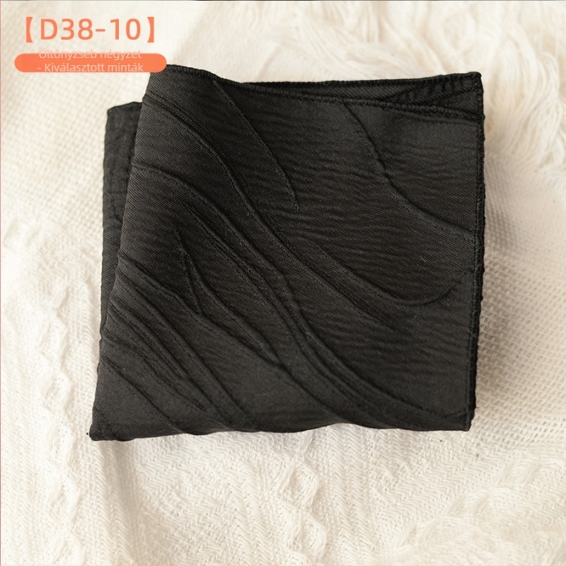 Retro virágos jacquard zsebkendő, 23×23 cm, poliészter, uniszex