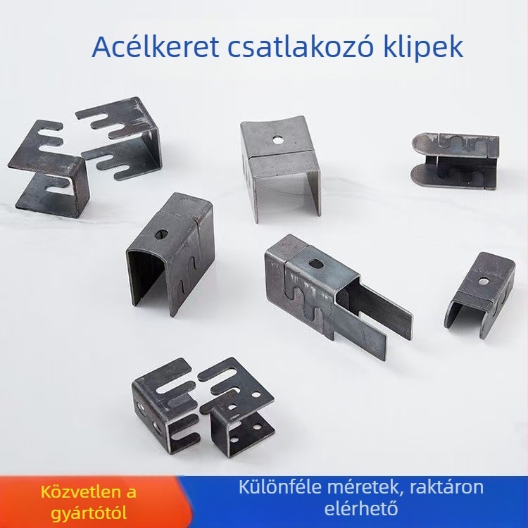 Irodai asztal keret csat - vas, négyszögcső csatlakozás, dupla kampós csat, modern minimalista stílus