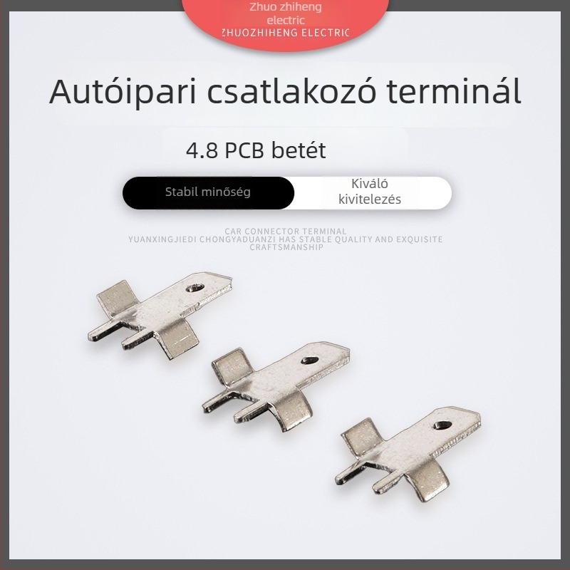 4,8 mm pozicionáló beépítő terminál, 0,8 mm, 45° pozíció, ónnal bevont réz, 250 anti-reverse típus