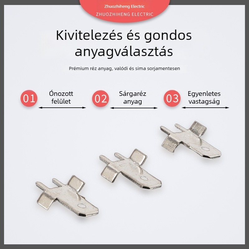 4,8 mm pozicionáló beépítő terminál, 0,8 mm, 45° pozíció, ónnal bevont réz, 250 anti-reverse típus
