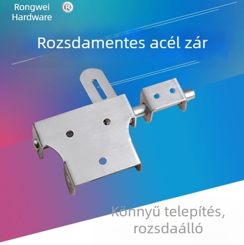 304 rozsdamentes acél ajtózár, zárólemez, balra és jobbra szerelhető, lakattal kompatibilis