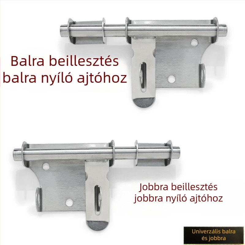 304 rozsdamentes acél ajtózár, zárólemez, balra és jobbra szerelhető, lakattal kompatibilis