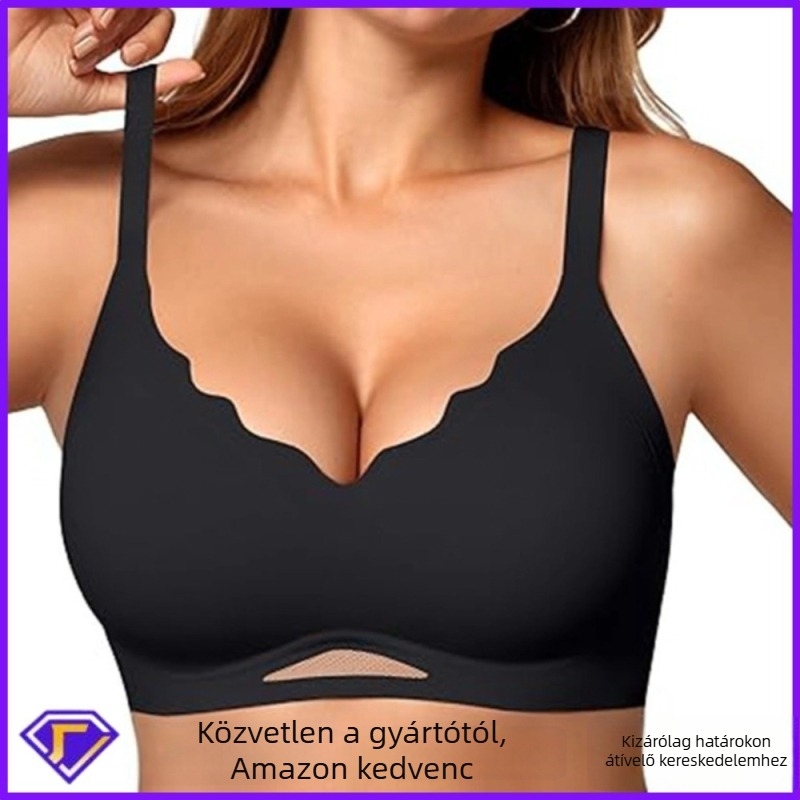 Varrás nélküli női melltartó - 3/4 kosár, habosított kosár, nylon anyag, hátoldali három sor kapocs, puha támasz, légáteresztő