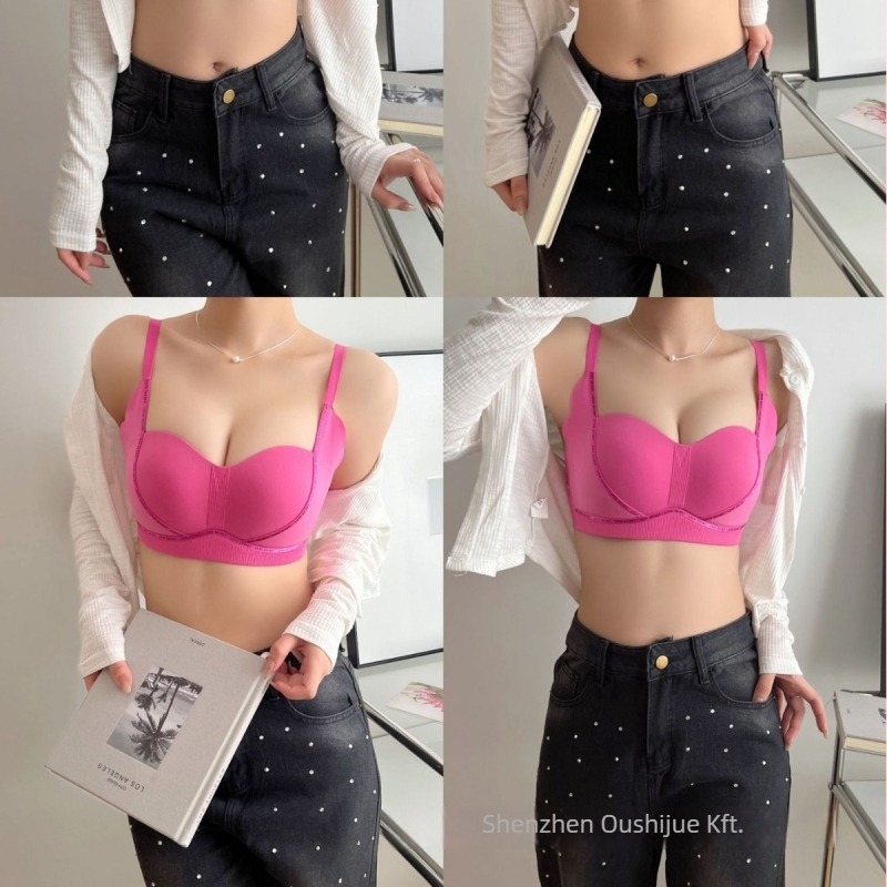 Push-up seamless tube-top melltartó, 3/4 kosárméret, vékony formázott kosár, rögzített dupla vállpántok, hátoldali négy sor kapocs