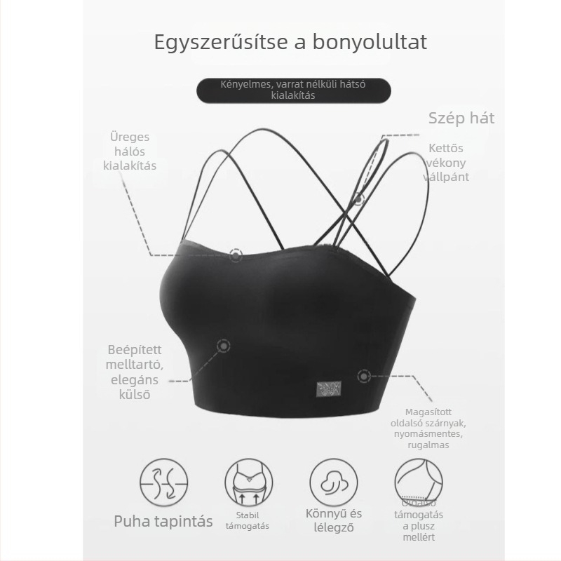 Vállpánt nélküli, láthatatlan melltartó kereszt-back kialakítással, 3/4 kosár, vékony formázott kosár, nylon anyag