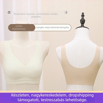 Nylon anyagú női melltartó, teljes kosárral, vékony formázott kosarakkal, szivacsos bélés, rögzített vállpántok, acél gyűrűk nélkül, kényelmes viselet