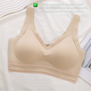 Nylon anyagú női melltartó, teljes kosárral, vékony formázott kosarakkal, szivacsos bélés, rögzített vállpántok, acél gyűrűk nélkül, kényelmes viselet