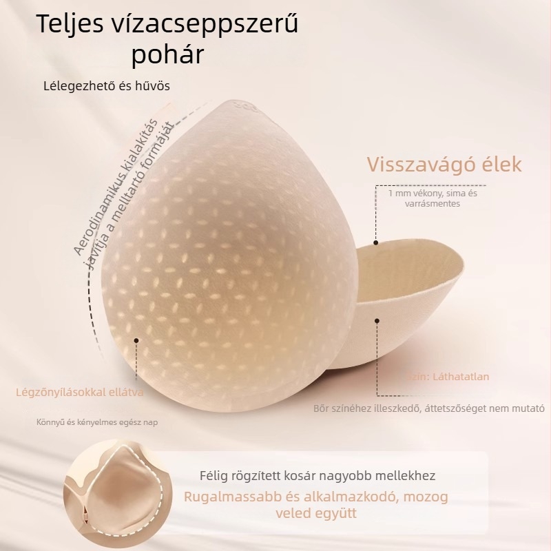 Női melltartó, vezeték nélküli, vékony nyári dizájn, emeli és összegyűjti a melleket, megakadályozza a lógást, hátul négy sor kapoccsal, állítható vállpántok