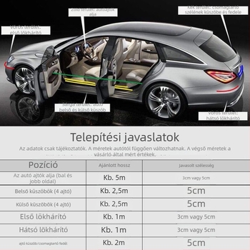 PU oldalütésvédő ajtó sáv karbon szálas megjelenéssel, testreszabható feldolgozás, univerzális illeszkedés
