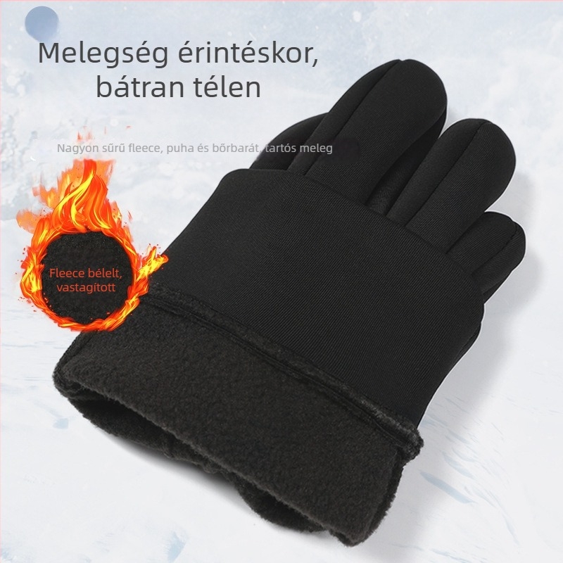 Gyerekek uniszex téli kesztyű, félujjas, egyszínű, meleg