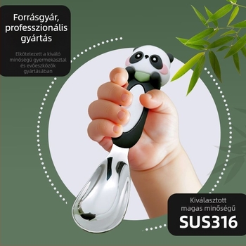 316 rozsdamentes acél gyerekeknek kanál, rajzfilm minta, friss és aranyos stílus, tükörfényes felület