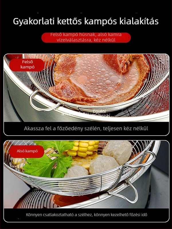 316L rozsdamentes acél élelmiszer-minőségű szűrőkanál marhahúsos hot pothoz, konyhai használatra, hőálló, rozsdamentes acél nyéllel