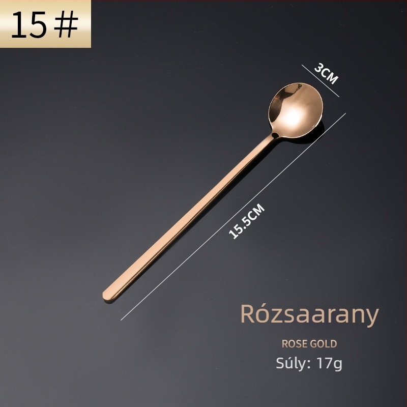 304 rozsdamentes acél desszertkanál, kis kerek forma, aranyozott bevonat, kávé keveréséhez és mézhez, gyermekek étkészletéhez
