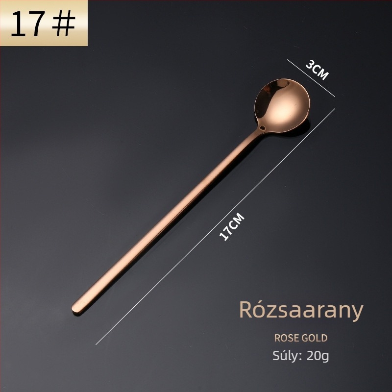 304 rozsdamentes acél desszertkanál, kis kerek forma, aranyozott bevonat, kávé keveréséhez és mézhez, gyermekek étkészletéhez
