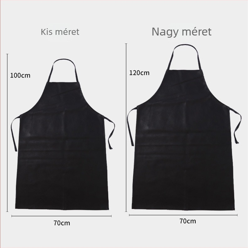 Fekete vízálló PU bőr kötény, ujjatlan