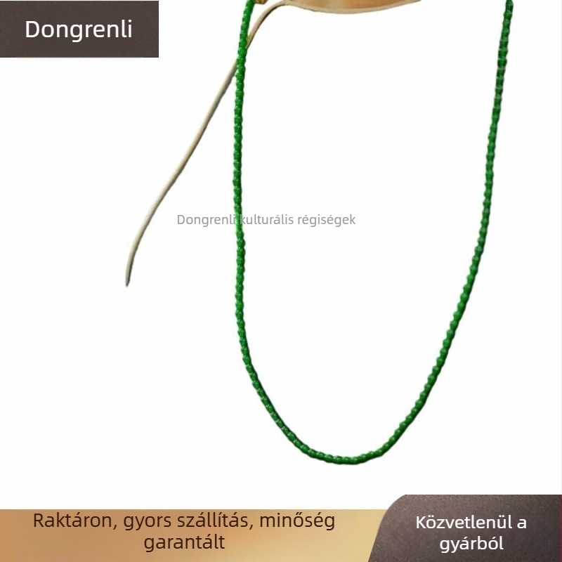 Háromszálas jadeit karkötő-nyaklánc apró millet gyöngyökkel, magas átlátszóság