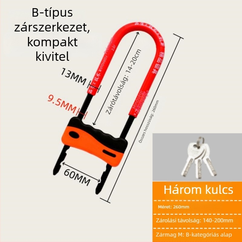 Vasból készült U-formájú üvegajtó zár vitrinekhez, kettős ajtókhoz, mortise típusú zár, anti-lopás, meghosszabbított U-forma