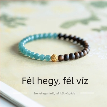Agarwood karkötő Baolide Xing, uniszex, friss és chic stílusú kézre kiegészítő jade gyöngyökkel