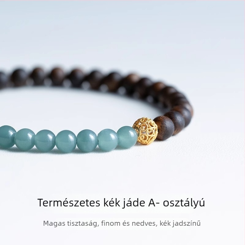 Agarwood karkötő Baolide Xing, uniszex, friss és chic stílusú kézre kiegészítő jade gyöngyökkel