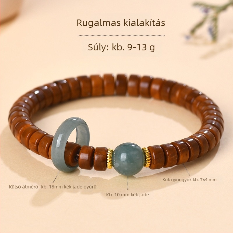 Bodhi gyöngyökből és abakusz gyöngyökből álló karkötő, kék jade, kézzel készített, geometriai uniszex dizájn