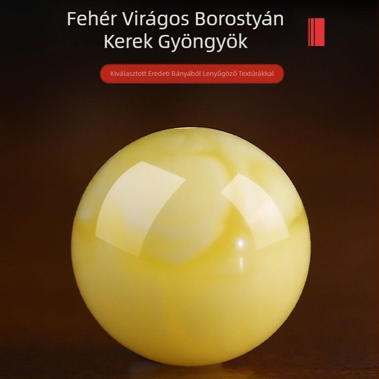 Természetes méhviasz gyöngy, kör alakú, 12 mm, sárga árnyalatú virág mintával, kézzel készített karkötőgyöngy, természetes ásvány
