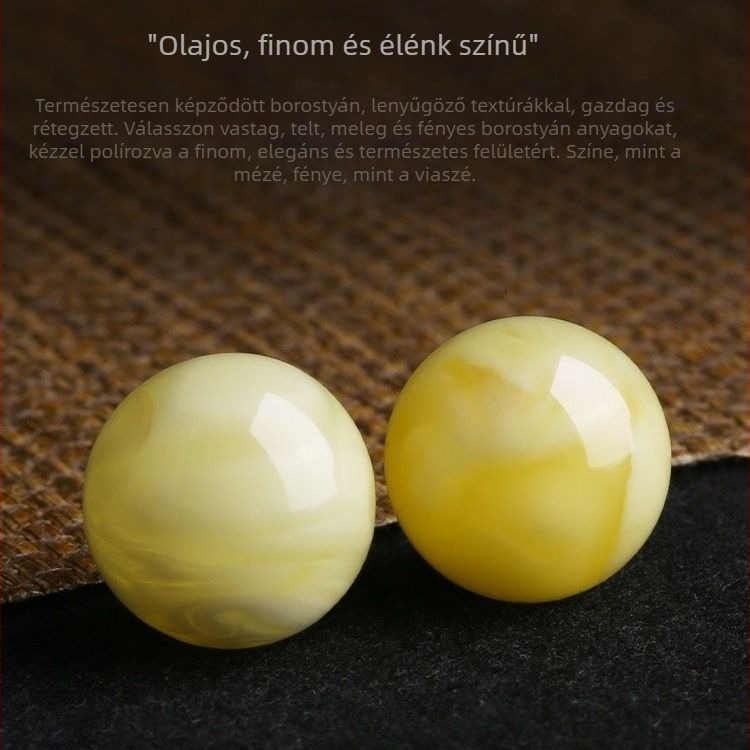 Természetes méhviasz gyöngy, kör alakú, 12 mm, sárga árnyalatú virág mintával, kézzel készített karkötőgyöngy, természetes ásvány
