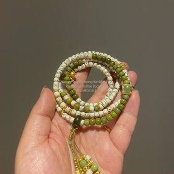 108 gyöngyös Bodhi Buddha karkötő türkiz ásvánnyal, kézzel készített Wenwan lánccal
