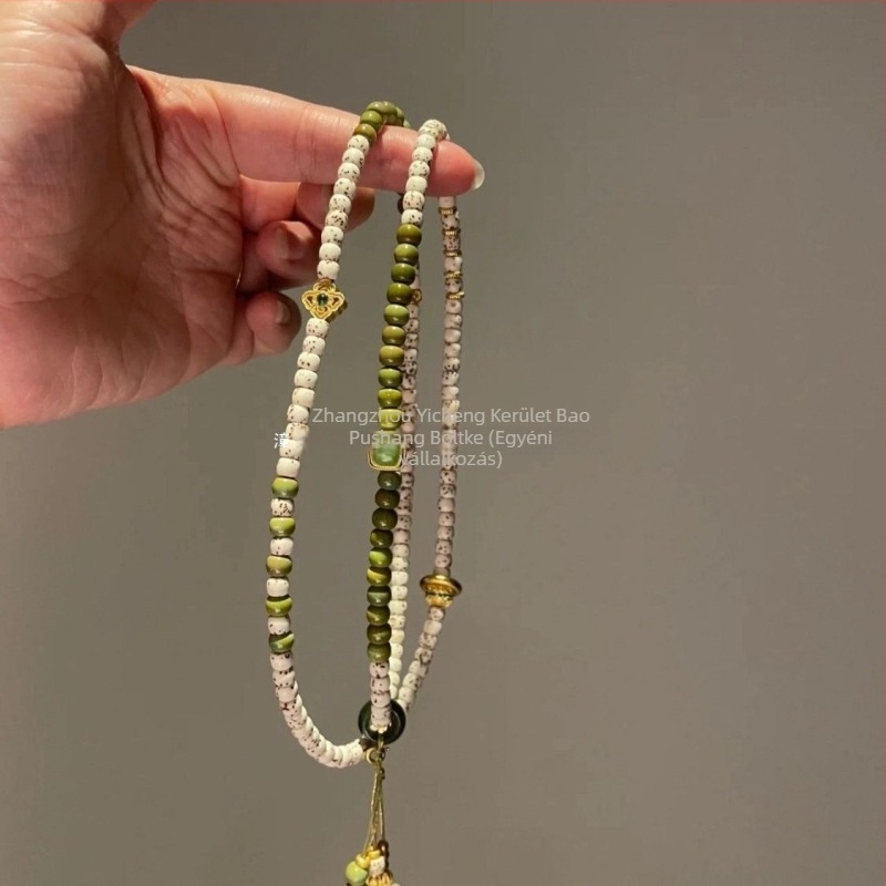 108 gyöngyös Bodhi Buddha karkötő türkiz ásvánnyal, kézzel készített Wenwan lánccal
