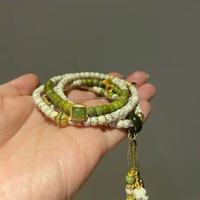 108 gyöngyös Bodhi Buddha karkötő türkiz ásvánnyal, kézzel készített Wenwan lánccal