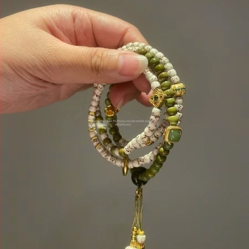 108 gyöngyös Bodhi Buddha karkötő türkiz ásvánnyal, kézzel készített Wenwan lánccal