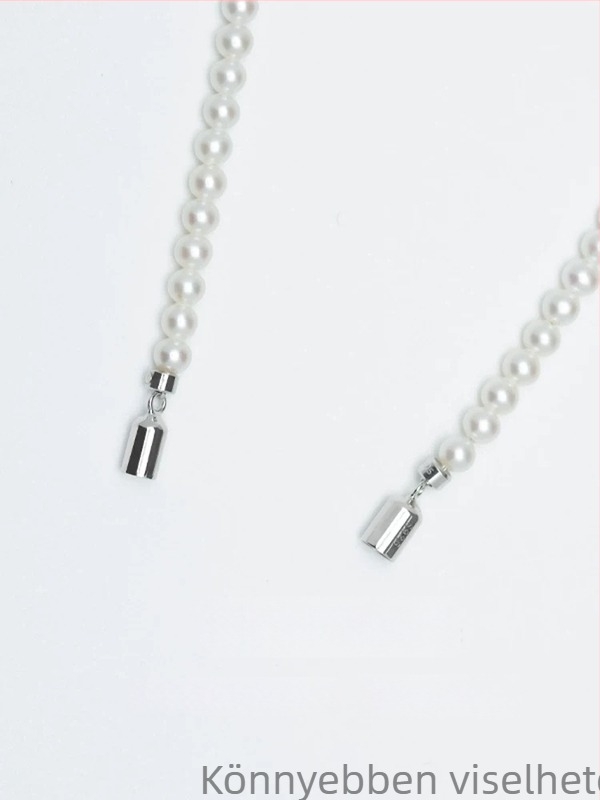Édesvízi gyöngy nyaklánc, kerek 3-4 mm fehér gyöngyökkel, hossz 41-50 cm, 925-ös ezüst lánc, elegáns minimalist stílus