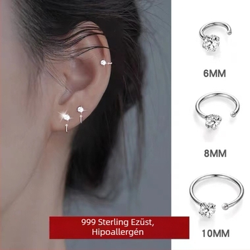 S999 sterling ezüst – négyágú cirkónos fülbevalók nőknek, minimalisták és elegánsak, csillogó