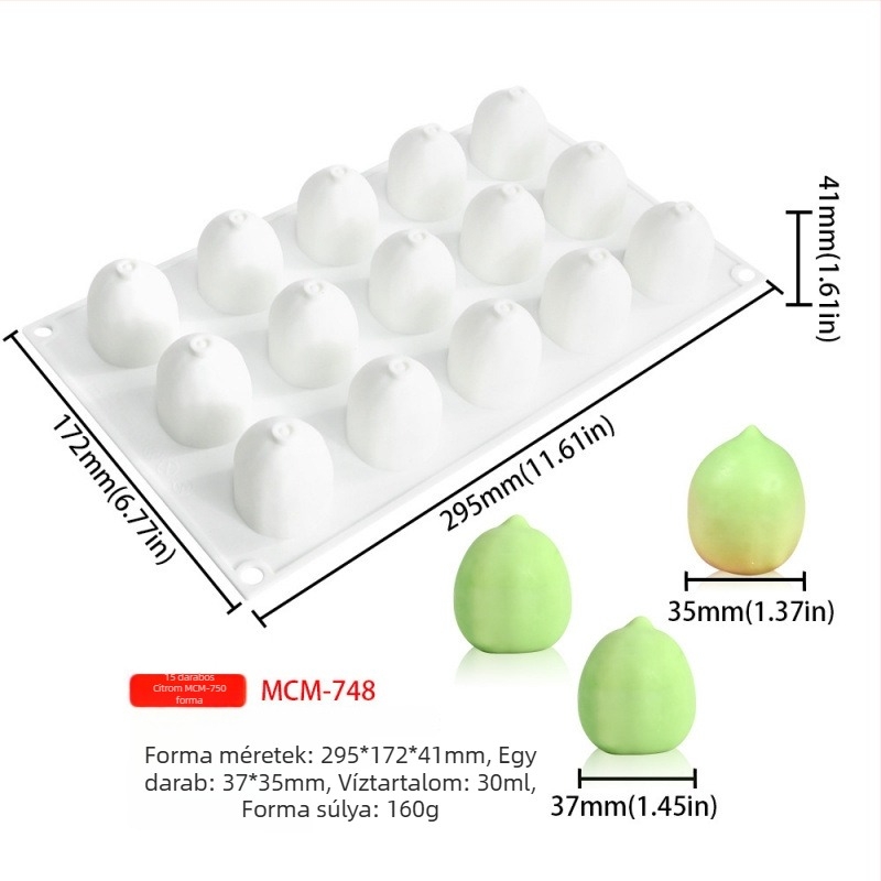 Szilikon tortaforma – 15 darabos készlet, gyümölcsös mousse, szabálytalan alakú, egyenként csomagolva