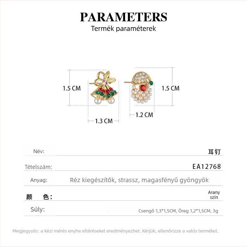 Fülbevalók, réz, mikroinlay, geometriai kialakítás, karácsonyi stílus, 925 ezüst posts