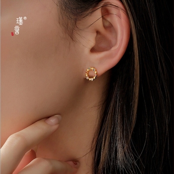 Fülbevalók – korona alakú, réz anyag, elektroplatírozott, Jinyan márka, Yiwu eredet