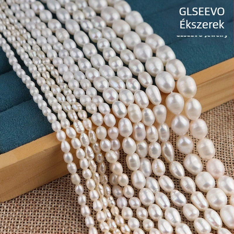 Természetes édesvízi gyöngy – rizs alakú gyöngyök 2–10 mm DIY ékszerekhez, természetes fehér