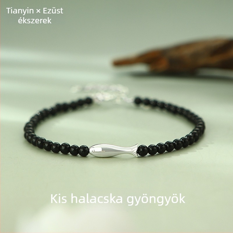 S999 tiszta ezüst karkötő – kis hal alakú, kínai stílus, egyszerű és elegáns, elektroplatírozás, Tianyin