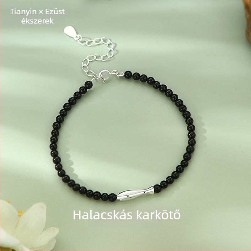 S999 tiszta ezüst karkötő – kis hal alakú, kínai stílus, egyszerű és elegáns, elektroplatírozás, Tianyin