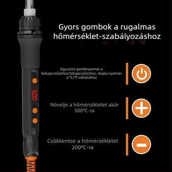 Elektronikus forrasztóvas kerámiás fűtőelemmel, 220V, professzionális minőség, forrasztáshoz, desolderinghoz és pirografiához