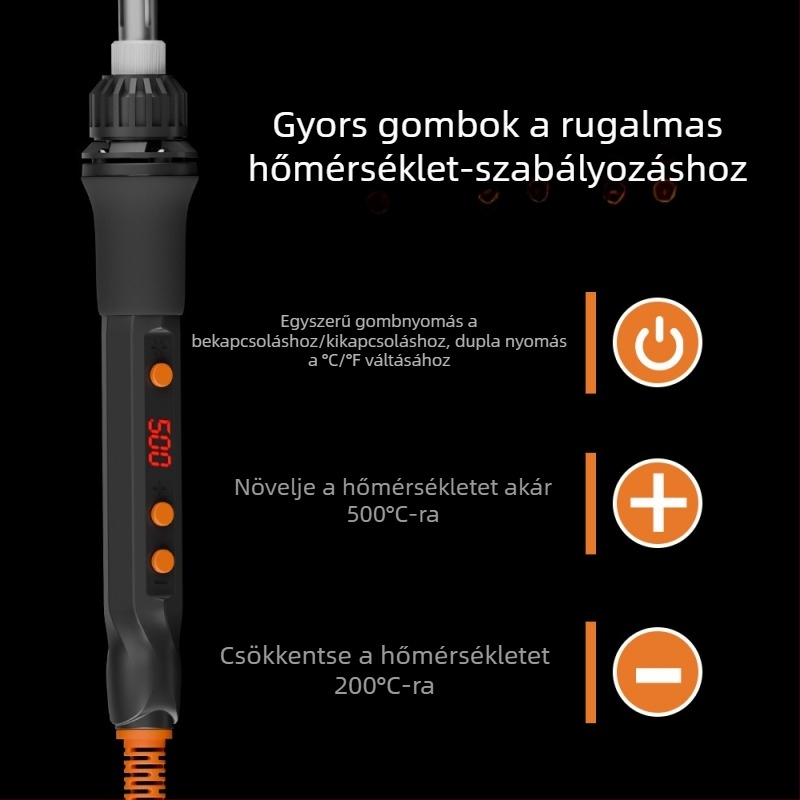 Elektronikus forrasztóvas kerámiás fűtőelemmel, 220V, professzionális minőség, forrasztáshoz, desolderinghoz és pirografiához