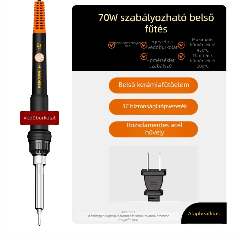 Elektronikus forrasztóvas kerámiás fűtőelemmel, 220V, professzionális minőség, forrasztáshoz, desolderinghoz és pirografiához