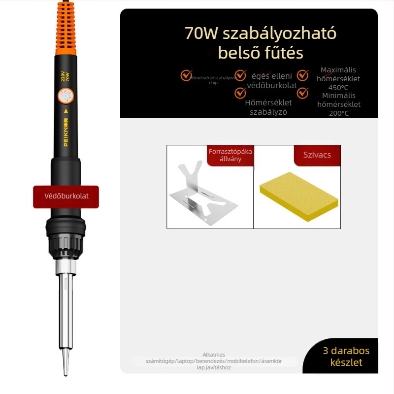 Elektronikus forrasztóvas kerámiás fűtőelemmel, 220V, professzionális minőség, forrasztáshoz, desolderinghoz és pirografiához