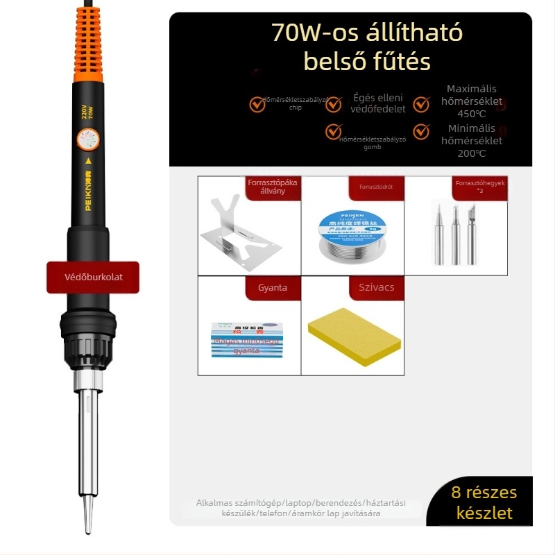 Elektronikus forrasztóvas kerámiás fűtőelemmel, 220V, professzionális minőség, forrasztáshoz, desolderinghoz és pirografiához