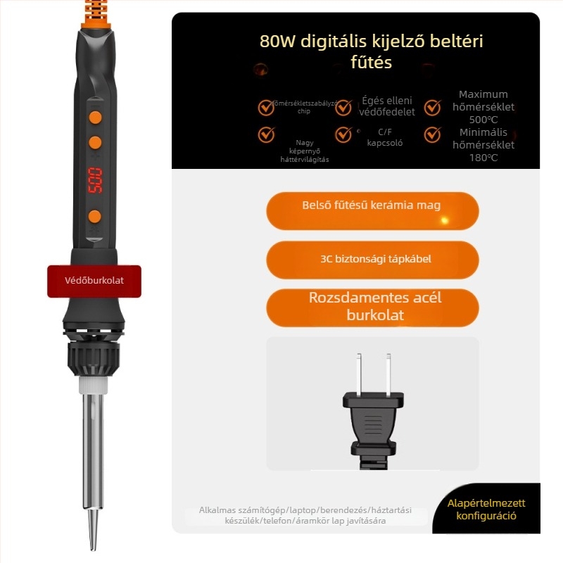 Elektronikus forrasztóvas kerámiás fűtőelemmel, 220V, professzionális minőség, forrasztáshoz, desolderinghoz és pirografiához