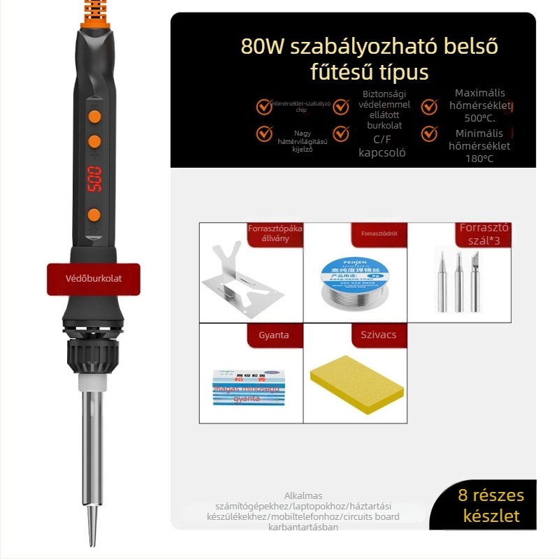 Elektronikus forrasztóvas kerámiás fűtőelemmel, 220V, professzionális minőség, forrasztáshoz, desolderinghoz és pirografiához